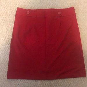 Red pencil skirt with buttons